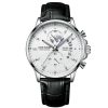 Fashionable Luxury Business Men's Quartz Watch, Three Eye Chronograph Dial, Leather & Steel Strap Personalized Wristwatch